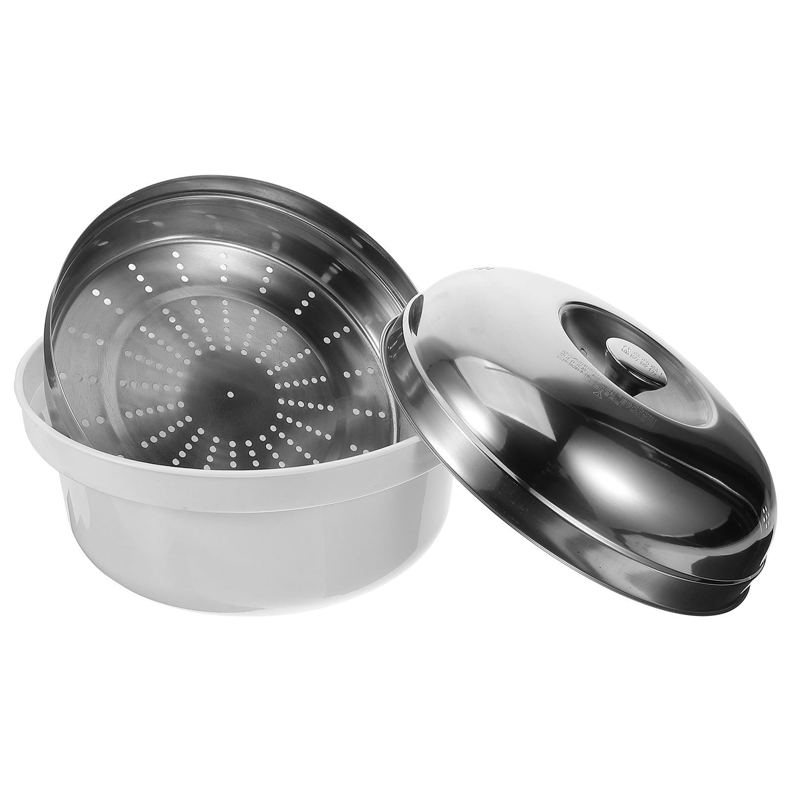 ULTECHNOVO Vaporera Apta para Cocina Saludable para Microondas de Acero Inoxidable y Plástico Tapa, Olla para Cocinar Verduras y Arroz al Vapor y Fácil de Limpiar