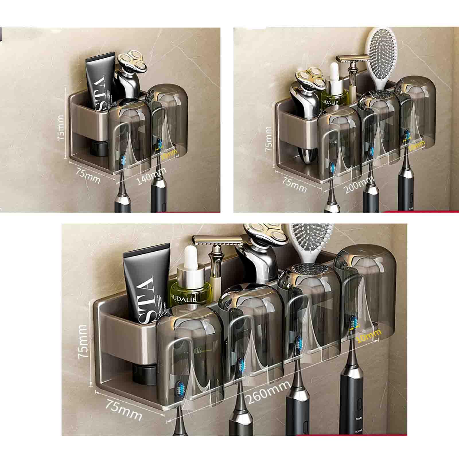 Porta Dentifricio Porta Spazzolino Da Muro Portaspazzolini Da Bagno Porta Spazzolini Portaspazzolino Da Parete Portabicchieri Per Collutorio Domestico Non C'è Bisogno Di Fare Buchi (140x75x75mm,White)