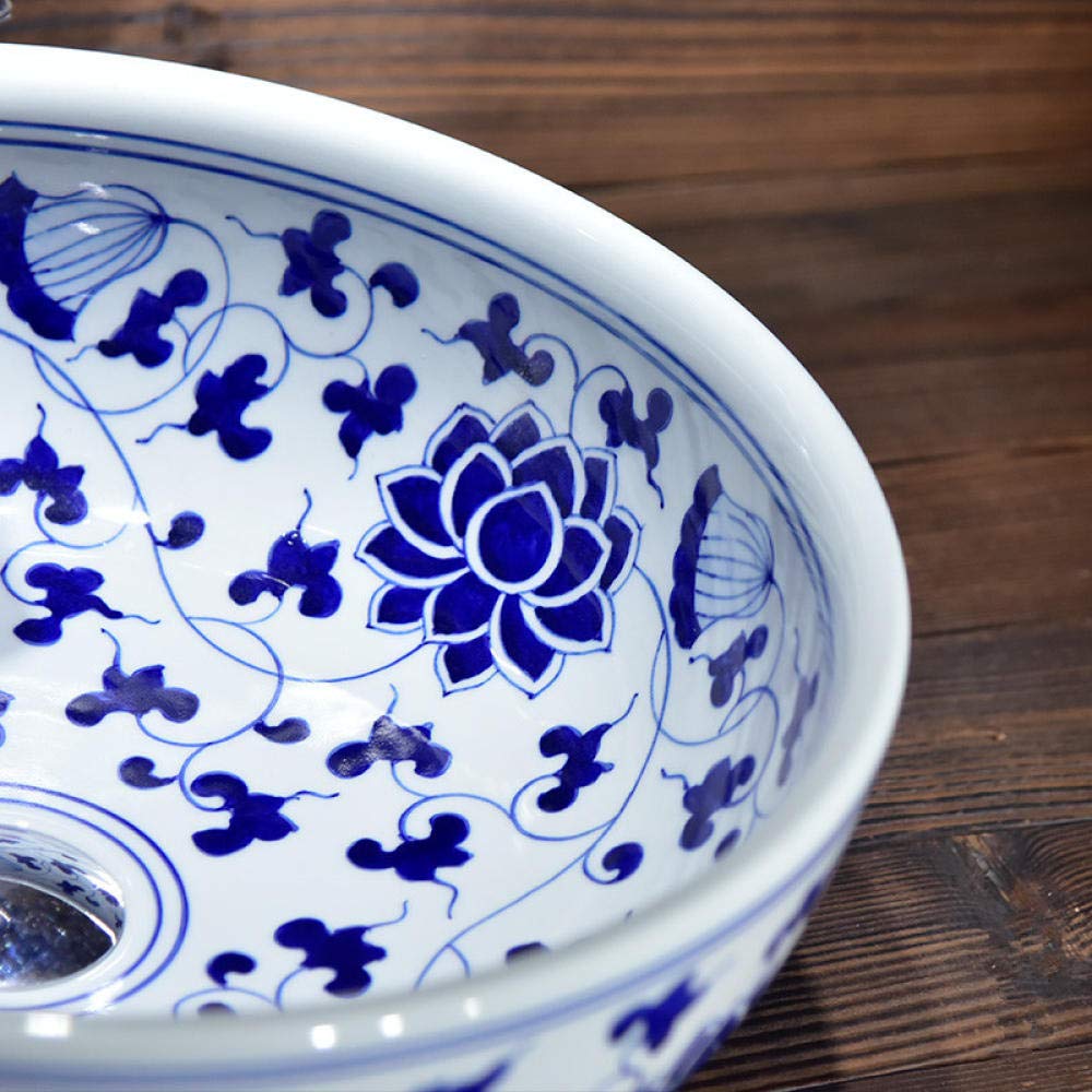 Umywalka Nablatowa, Umywalka Ceramiczna Nablatowa, Umywalka Ceramiczna Nablatowa, Umywalka Łazienkowa, Niebiesko-Biała — Tylko Umywalka,