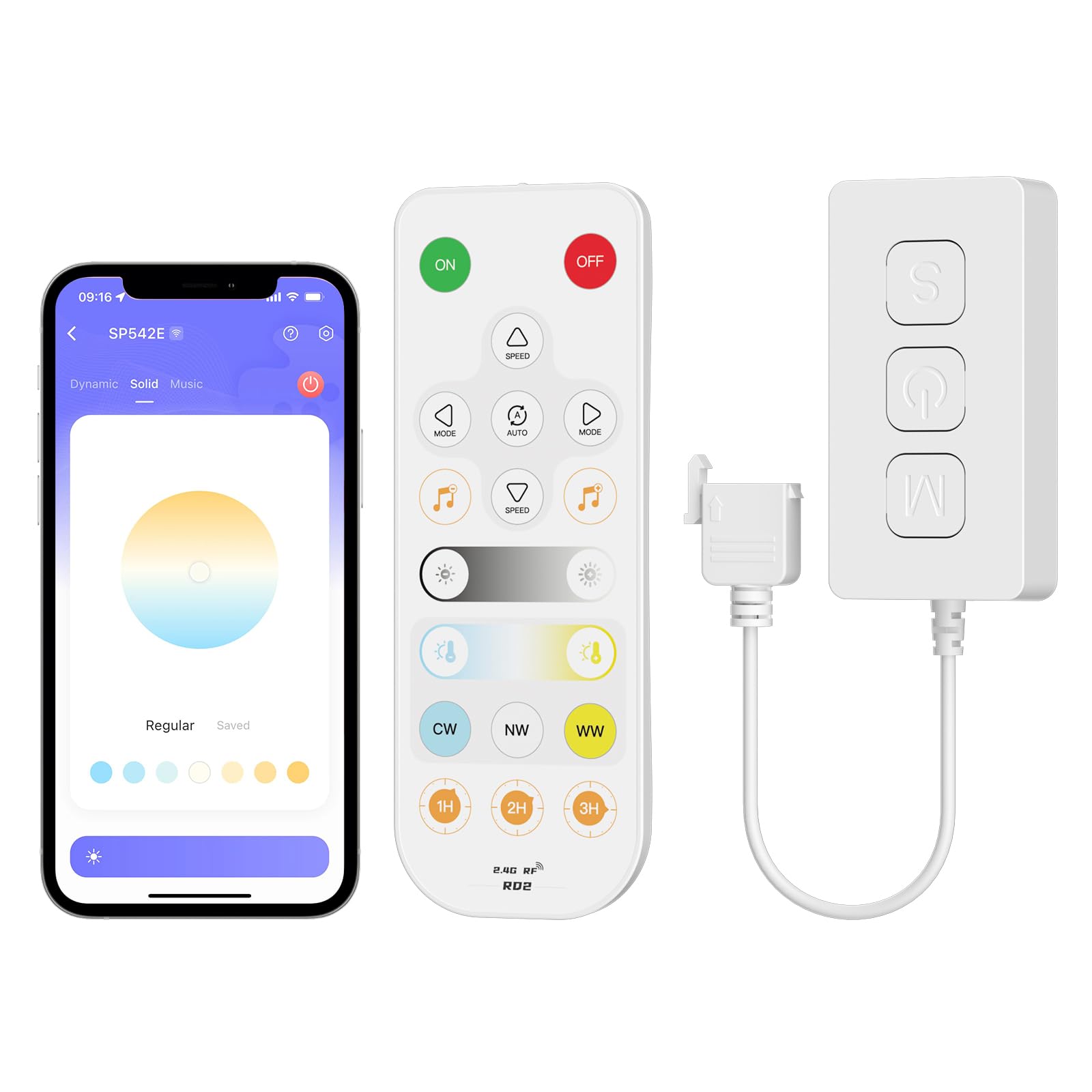 PAUTIX CCT LED Controller Kit SP542E Wi-Fi+Bluetooth, Compatible with Alexa/Google Assistant, App Control RF Remote, CCT LED Dimmer for LED Strip Light, Timing Function, Music Mode, Group Control