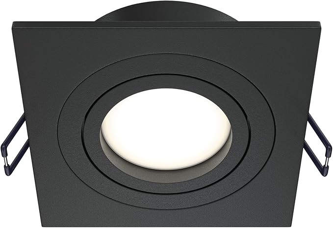 MAYTONI DECORATIVE LIGHTING MAYTONI inbouwspot plafond lamp Atom van aluminium, modern, zwart, draaibaar, vierkant 9,2 cm lamp 1 x GU10 (50W) voor hal, keuken, woonkamer, kantoor