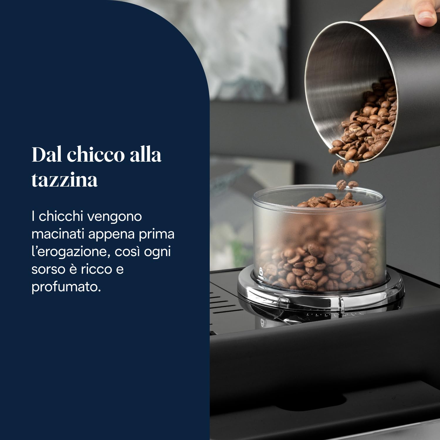 De’Longhi Rivelia – Perfetto Macchina da Caffè Automatica, Montalatte Classico, 8 Bevande in un Solo Tocco, Display Touch a Colori, Contenitori Chicchi di Caffè Intercambiabili, Nero (EXAM440.35.B) - 5