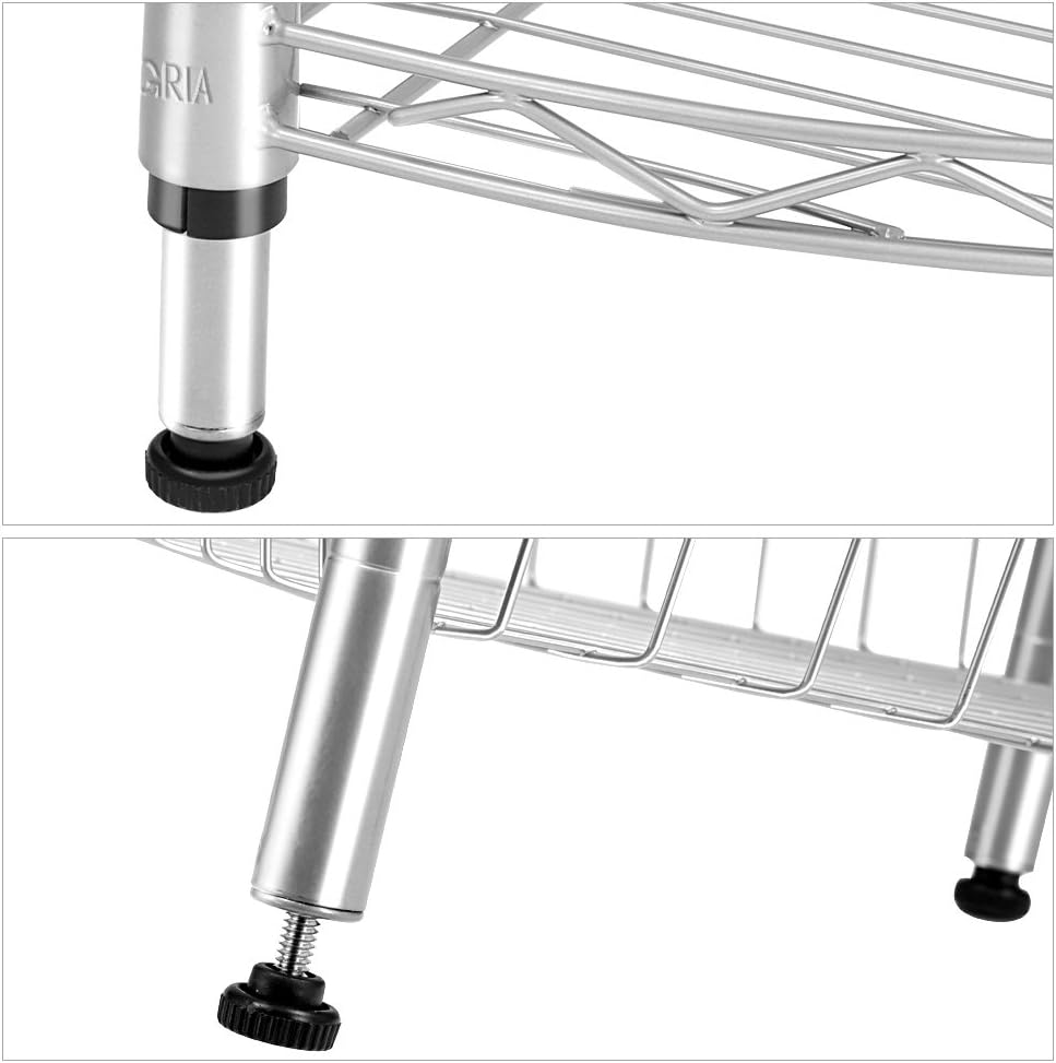 LANGRIA 5-Tier Bathroom Shelving Supreme Shelving Units, Storage Rack Corner Shelf Organization Utility Rack for Home Kitchen Living Room Bedroom Laundry Office, 165 lbs Capacity, Silver