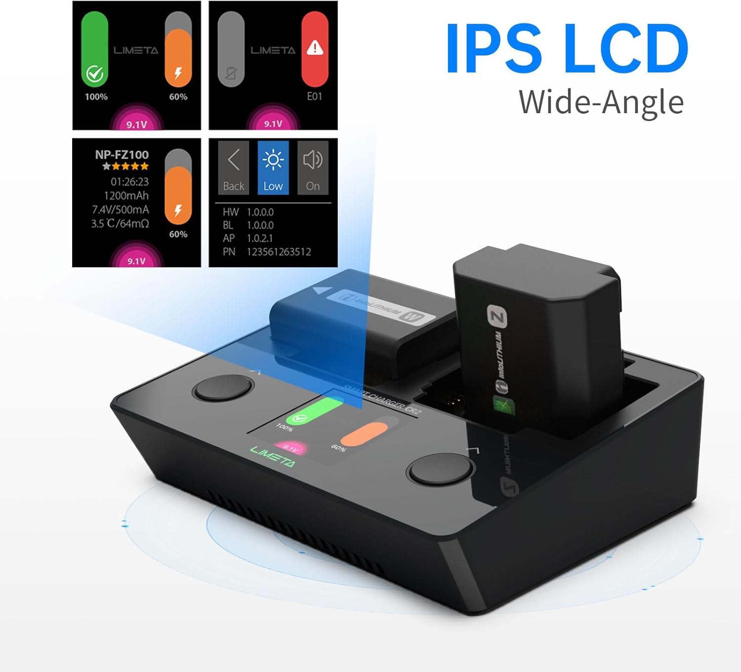 LIMETA CR2 NP-FZ100 NP-FW50 NP-BX1 Camera Battery Charger Set - 90 Mins Full Charge - Max 25W Type-C Input - Compatible with Sony A9 A7III A7RIII Cyber-Shot DSC-RX100 Series, HDR-CX405