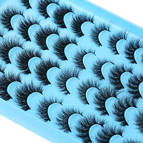 Jimire Faux Mink Eyelashes Fluffy Full False Lashes Cat-Eye Thick Volume 5 Styles Mixed Eye Extension 15-18Mm Explosion Wispy Eye Lash Pack 20 Pairs #TOP24