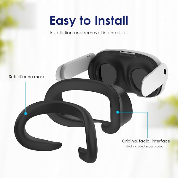 BeisDirect Silikon-VR-Gesichtsabdeckung, kompatibel mit Meta Quest 3 VR-Headset, Anti-Lichtleckage, schweißfest, wasserdicht, Ersatz-Gesichtsabdeckung, VR-Zubehör für Meta Quest 3 (Schwarz) - 4
