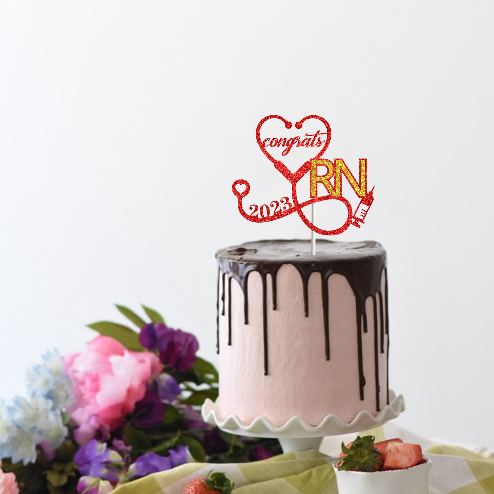 Rsstarxi Congrats Nurse Cake Topper – Kuchendekoration Für Krankenschwester-Abschluss 2023 (16,8x21,3 Cm)