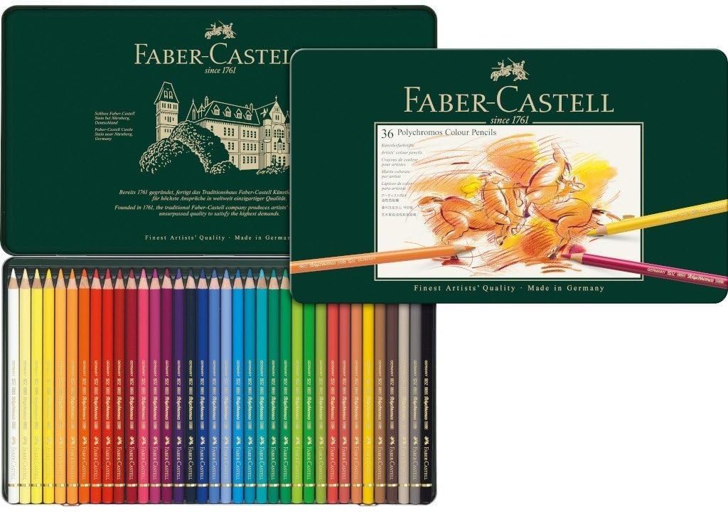 Faber-Castell 110036 - Künstlerfarbstift Polychromos, 36er Metalletui (Metalletui + Zubehör)