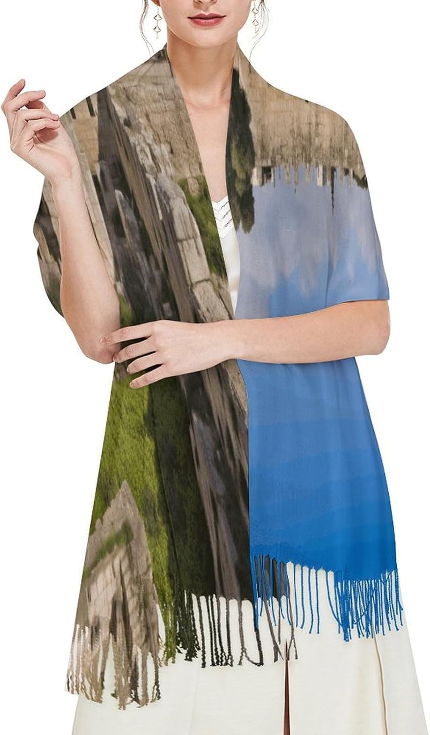 Israel at The Tower of David Winter Scarf for Women Soft Tassel Scarves Oversized Wraps Long Shawl Cold Weather Thick Blanket Scarfs