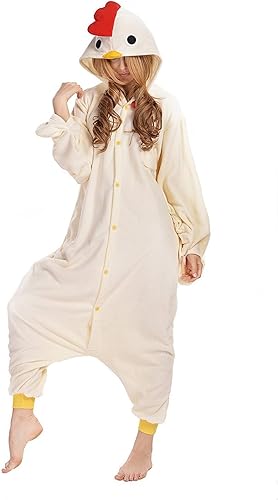 Miniatura 4 de CANASOUR Pijama mameluco de Halloween para adultos, pollo blanco, anime, unisex, cosplay, una pieza, anime, cosplay, disfraz de fiesta de Navidad