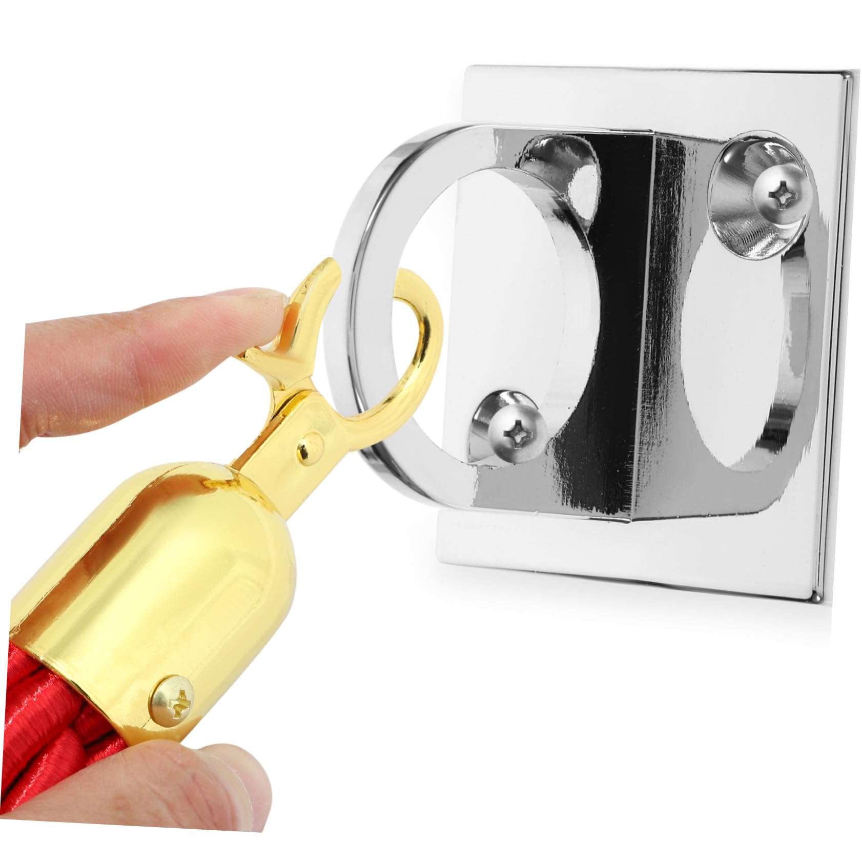 HEALLILY Rope Stanchions Wall Plate Safety Barrier Mount Zinc Alloy Circle Hook for Stanchion Rope Support