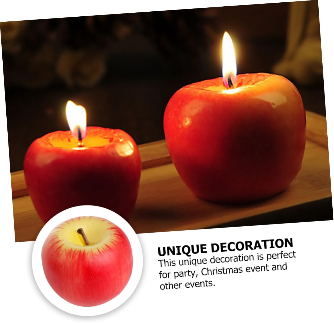 Xmas Artificial Apple Wax Candle Decoration 2pcs for Christmas