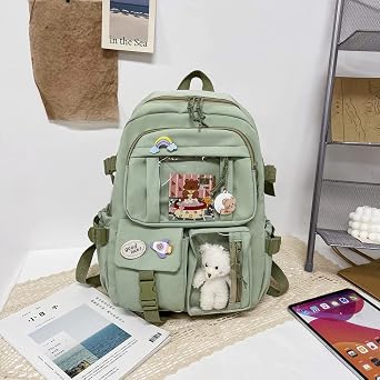 DKIIL NOIYB Kawaii Backpack School Bags for Girls, Cute Backpack Preppy School Rucksack Japanese School Bag for Teenage Secondary Primary Middle School