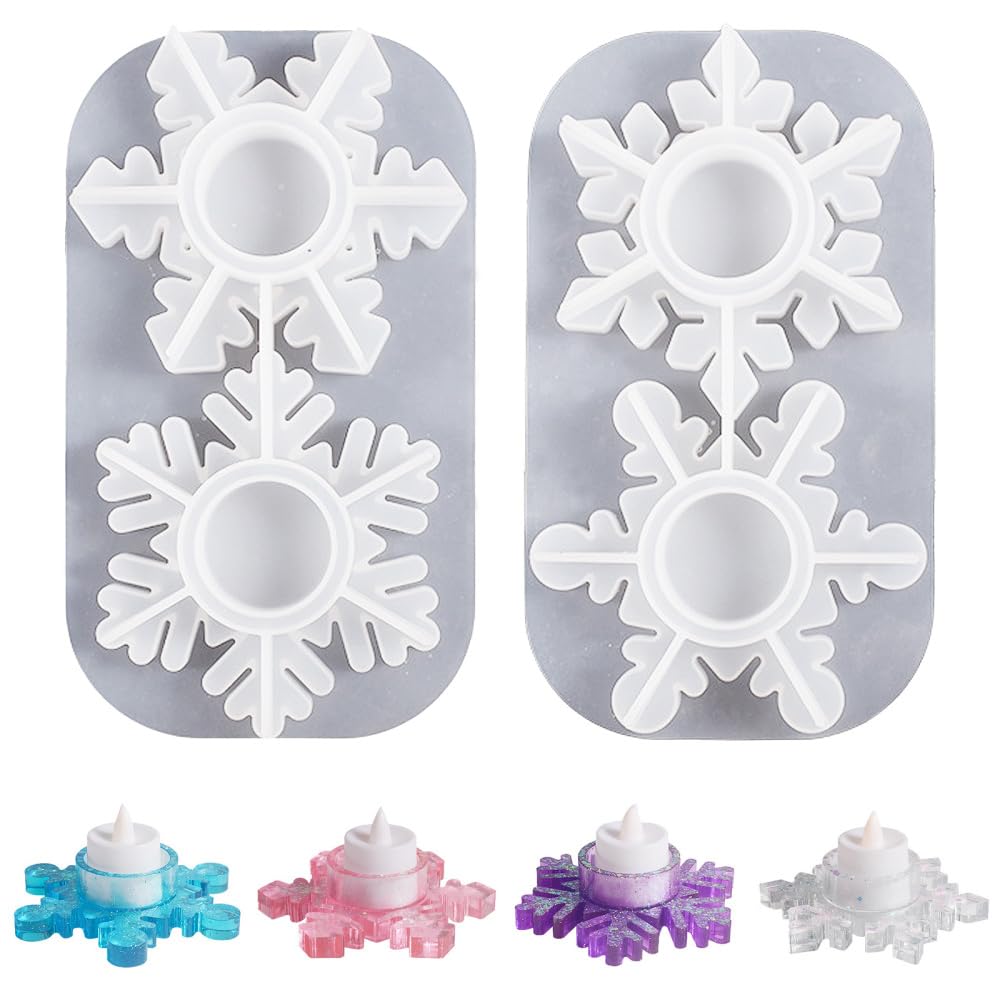 Moule silicone bougeoir flocon de neige Lot de 2 pour création Noël