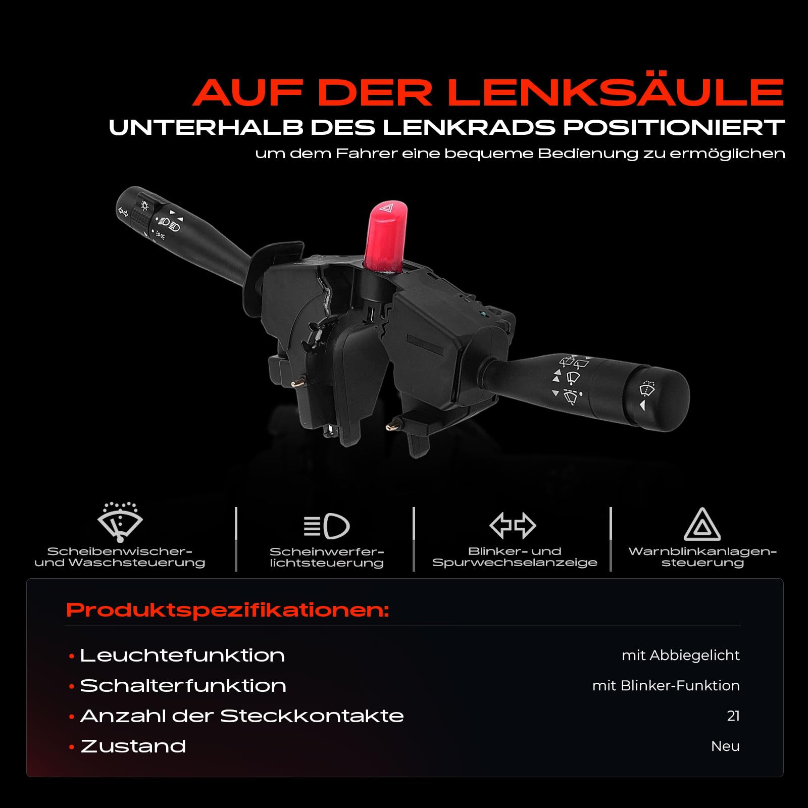Frankberg Interruttori combinati Interruttori sul piantone dello sterzo Compatibile con KA RB Fiesta IV JA JB Puma EC 121 III JASM JBSM Fiesta Furgone JV Replace# XS6T11K665CA