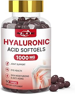 Hyaluronic Acid Supplements 1000mg Softgels: Joint Supplements for Men Hyaluronic Acid for Skin & Joint Hydration Non-GMO and Gluten Free