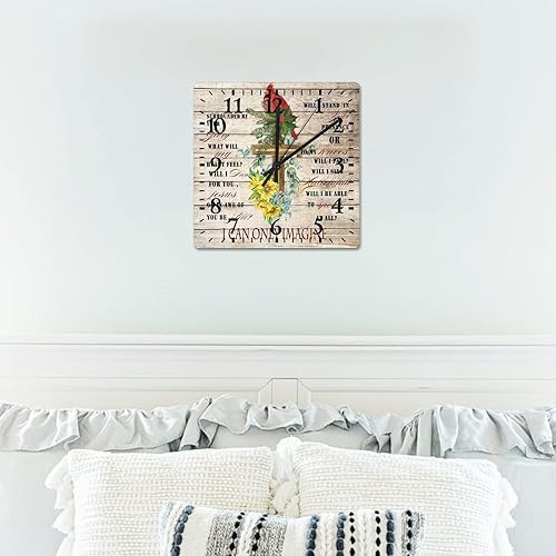 Miniatura 8 de I Can Only Imagine - Reloj de pared religioso de 10 pulgadas con diseño de pájaros cardenales cruzados para dormitorio, funciona con pilas,