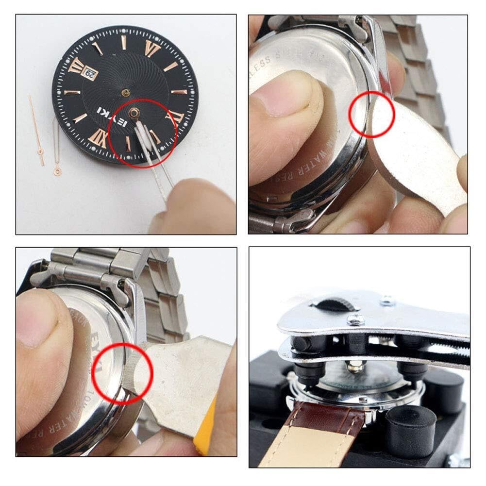 Kit di Riparazione per Orologi da 147 Pezzi, Kit di Strumenti Professionali per orologiai, Apri-Cassa per Orologio, rimozione Maglie, perni a Molla, con Custodia Nera.