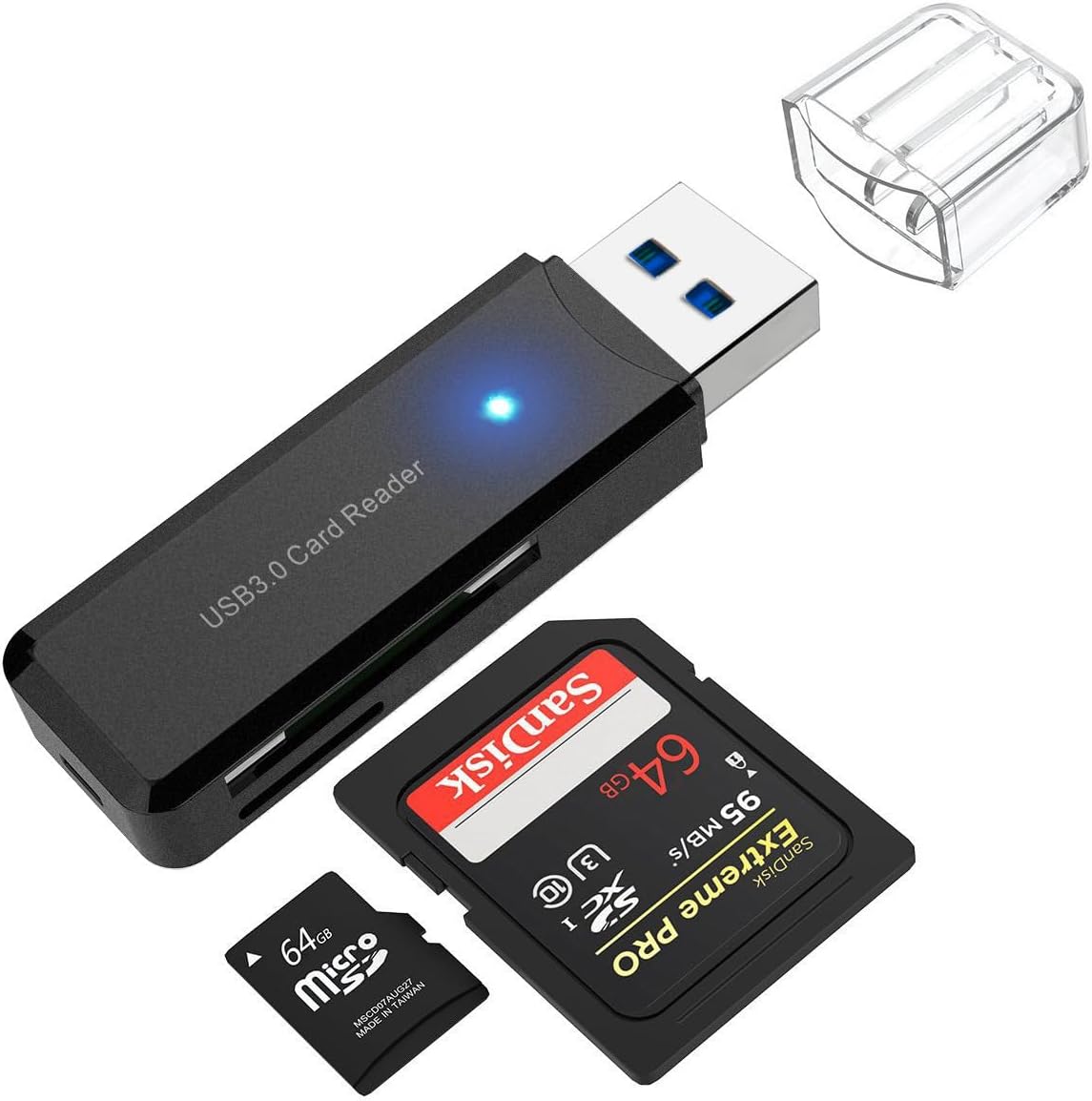 UOEPOWA SD Card Reader USB 3.0 Dual Slot Flash Memory Card Adapter Hub for TF SD Micro SD SDXC SDHC MMC RS-MMC Microsdxc Microsdhc UHS-I for Mac Windows Linux Chrome PC Laptop