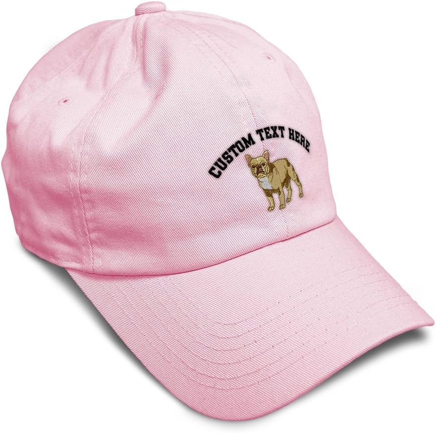 Custom Soft Baseball Hat Embroidered French Bulldog Dog Frenchie Men & Ladies Cap Cotton