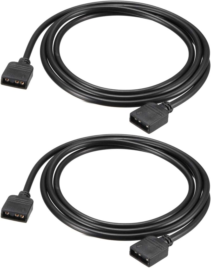 sourcing map ARGB Splitter Cable Female to Female 3 Pin Extension Connector Cord Wire for 5050 3528 LED Light Strips 50cm Length 2Pcs