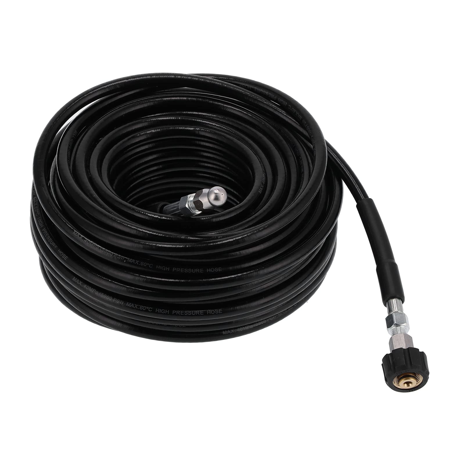 Manguera de limpieza de tuberías de 30 m, supresión de alta presión, alcantarillado de 30 metros, cargador de desagüe R con boquilla de 5800 psi, juego de 1 cepillo de 4 pulgadas para agua fría y