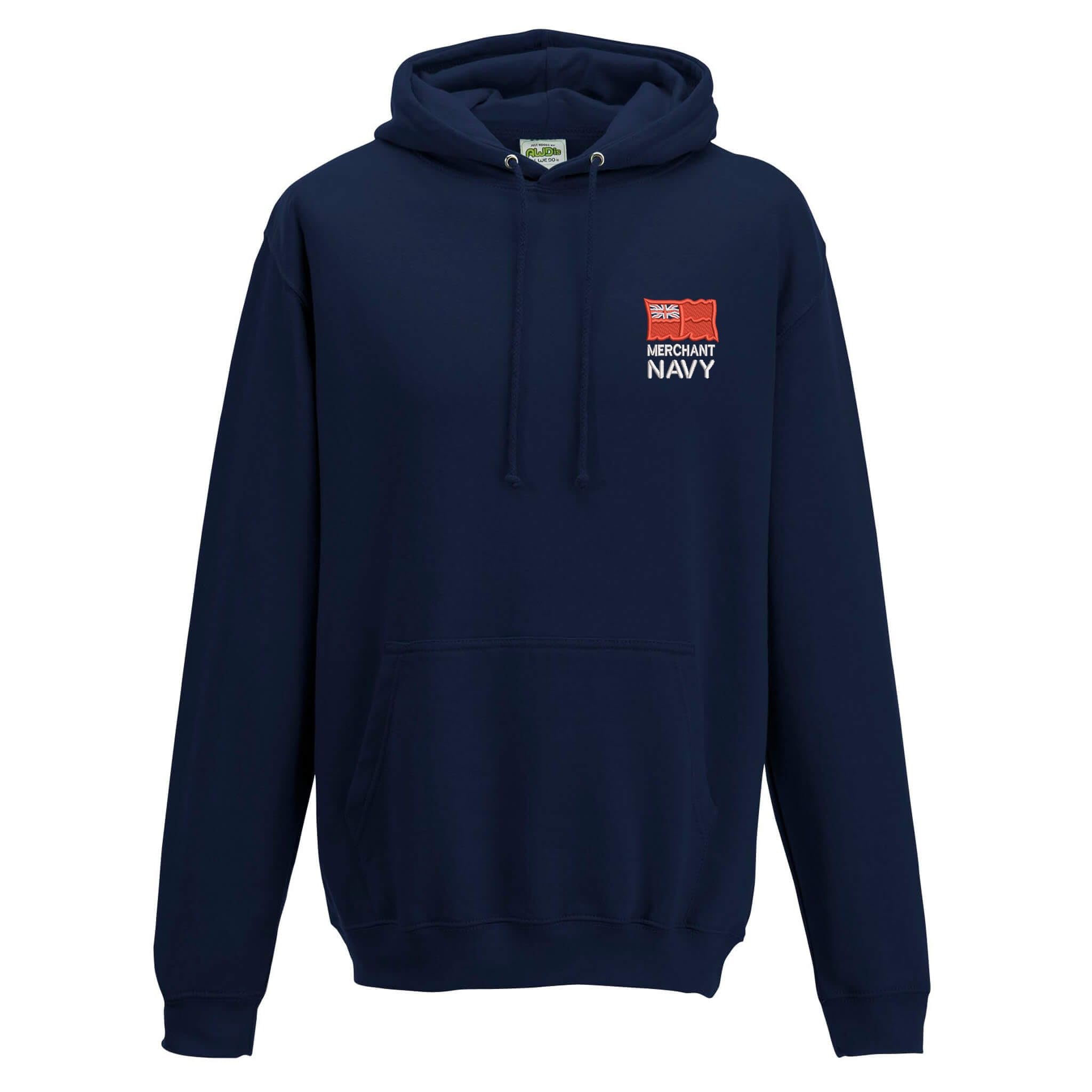 The Military Store Men's Navy Merchant Embroidered Hoodie, Medium