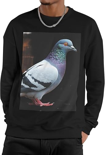 Mens Casual Long Sleeves Crewneck Sweatshirts Pigeon Pullover Sweatshirt for Men