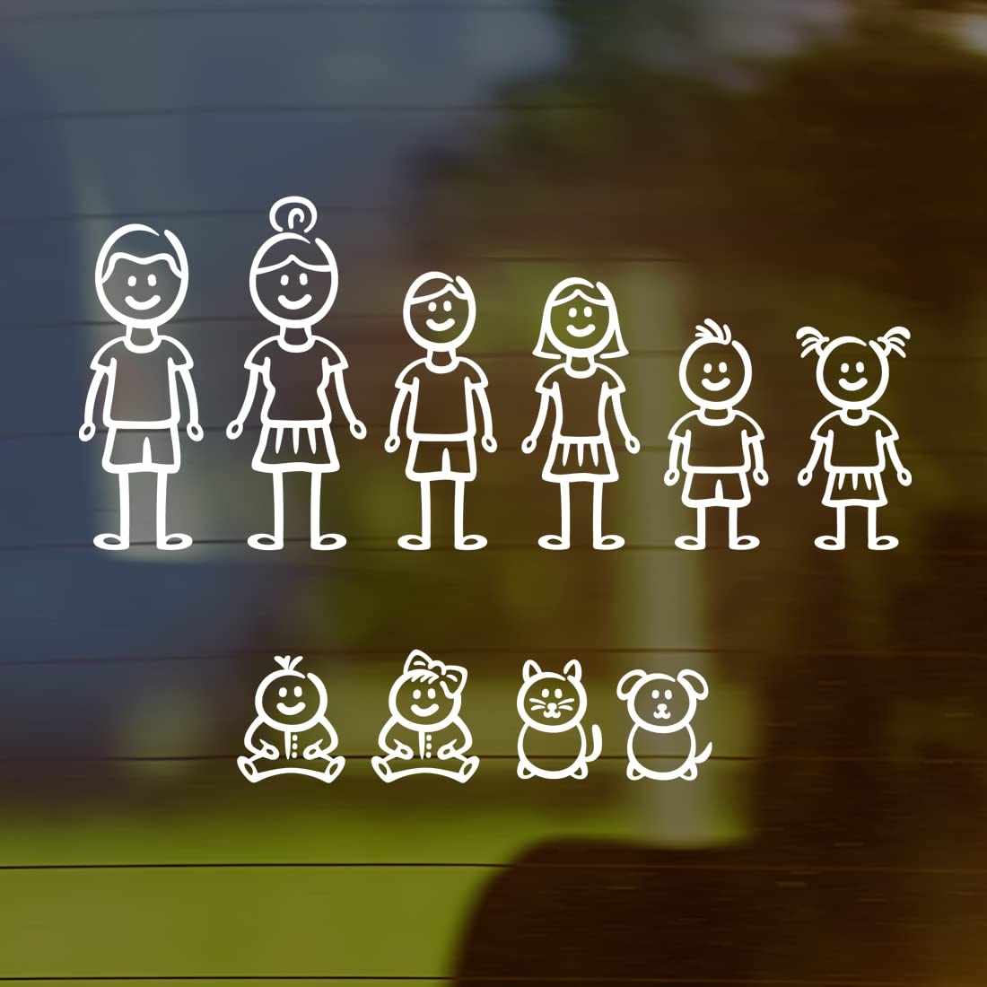 Wall4stickers White Family Car Stickers Window Decals Campervan Caravan Funny Bumper Vinyl Graphics Sticker Decal Transfers