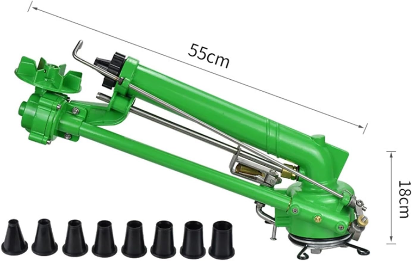 Spray Irrigation Rocker Arm Spray Head, 360 ° Automatic Rotating Agricultural Land Irrigation Spray Gun for Farmland, Farm Irrigation with 8 Nozzle (1.5")