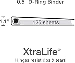 Oxford 3 Ring Binders, 0.5 inch ONE-Touch Easy Open D Rings, Durable Binders for School and Office, View Binder Covers, Xtralife Hinge, Non-Stick, PVC-Free, Black, Holds 125 Sheets, 6 PK (79901)