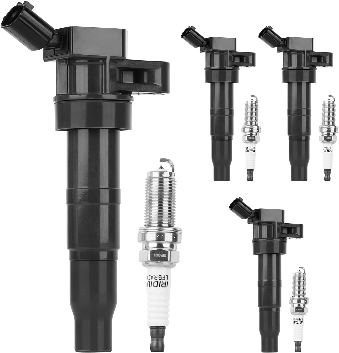 Autoexact Ignition Coil Packs and Iridium Spark Plugs Kit Fit for Kia 2011-2013 Sorento Forte Koup Sportage Optima Hyundai 2010-2013 Tucson Sonata Santa Fe 2.4L 2.0L L4, Replaces UF611 4469 4 Sets