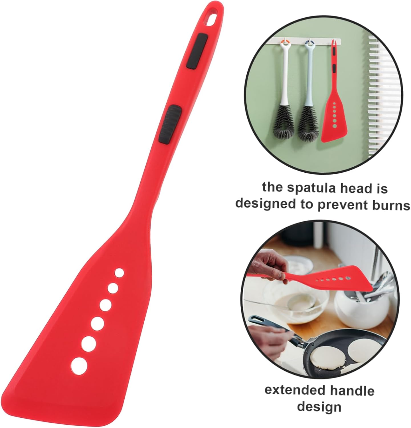SECFOU Flexible Silicone Cooking Spatula Non-stick Fish Turner for Frying Baking and Scraping Kitchen Utensil for Nonstick Cookware Dots