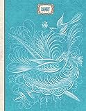 Spencerian Blue Design Any Year Diary: Two Page View Week 13 Months Planner 160 page 8.5 x 11” with Contacts - Password - Birthday list - Notes
