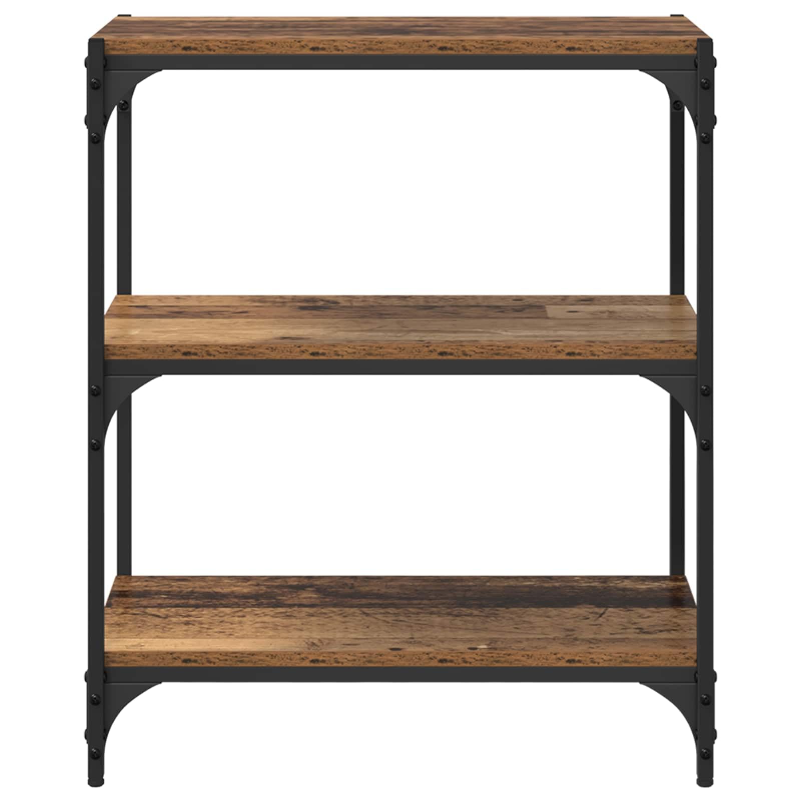 Libreria in legno anticato, 60 x 33 x 70,5 cm, con 3 ripiani, per soggiorno, ufficio e corridoio, robusto design industriale, molto spazio, divisorio da parete e stanza