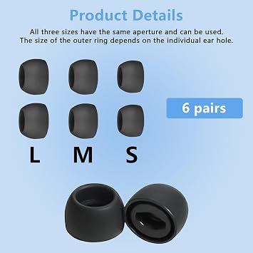 12 Pairs Replacement Earbud Tips for Galaxy Buds Pro, Silicone Non-Slip Ear Tips with Excellent Noise Isolation and Comfort, Earbud Replacements 2 Color (Black & White), 3 Size (S/M/L)