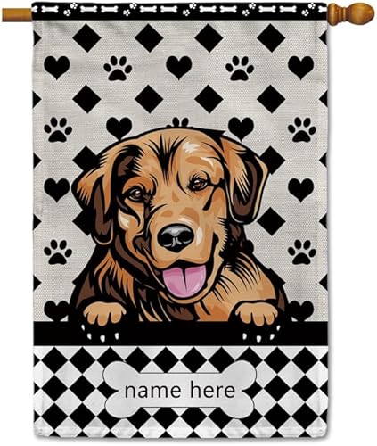 Miniatura 10 de MALIHONG Bandera de jardín personalizada para perro, divertida bandera de perro que mira a cuadros, Bulldog inglés, a cuadros, para patio al aire