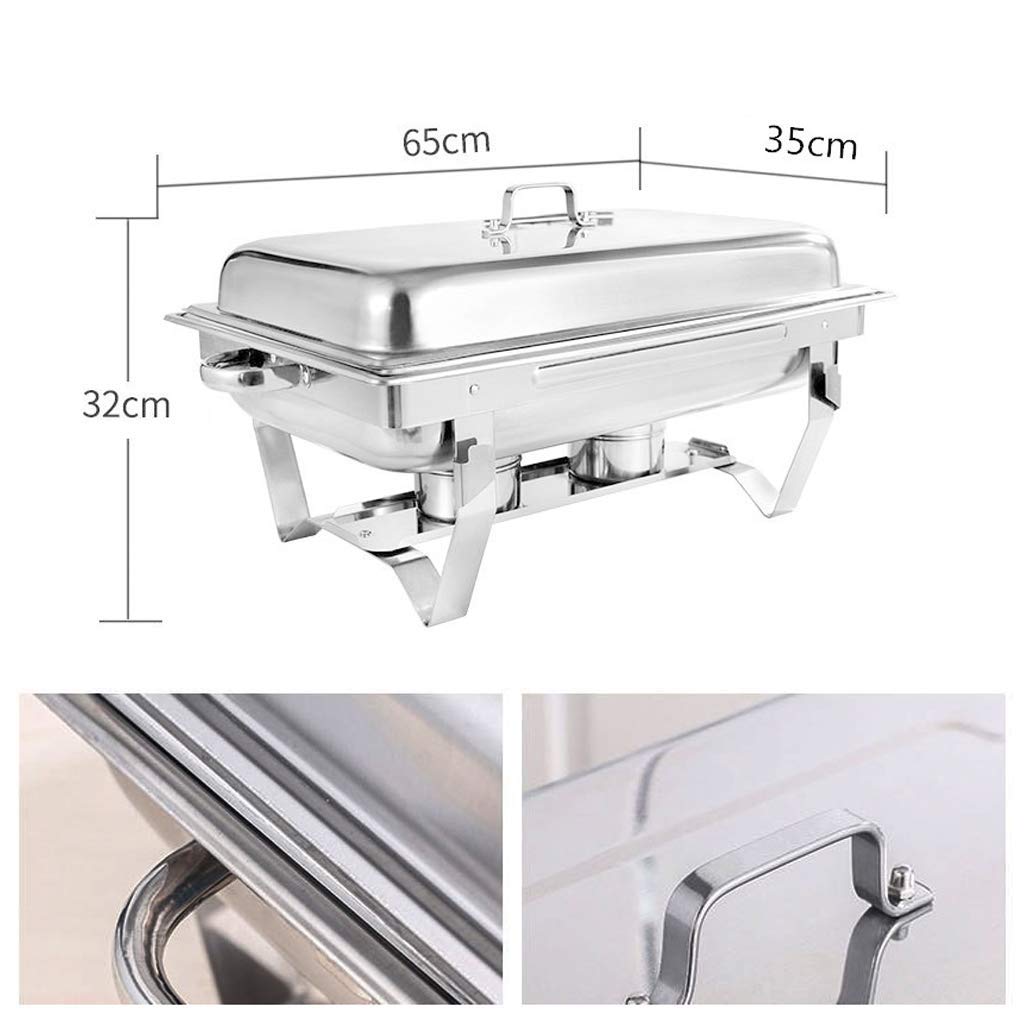 Plato de frotamiento de Acero Inoxidable, Juego de Platos de frotamiento, Calentador de Alimentos para Buffet, con recipientes para Alimentos, Soportes para Combustible, Calentador
