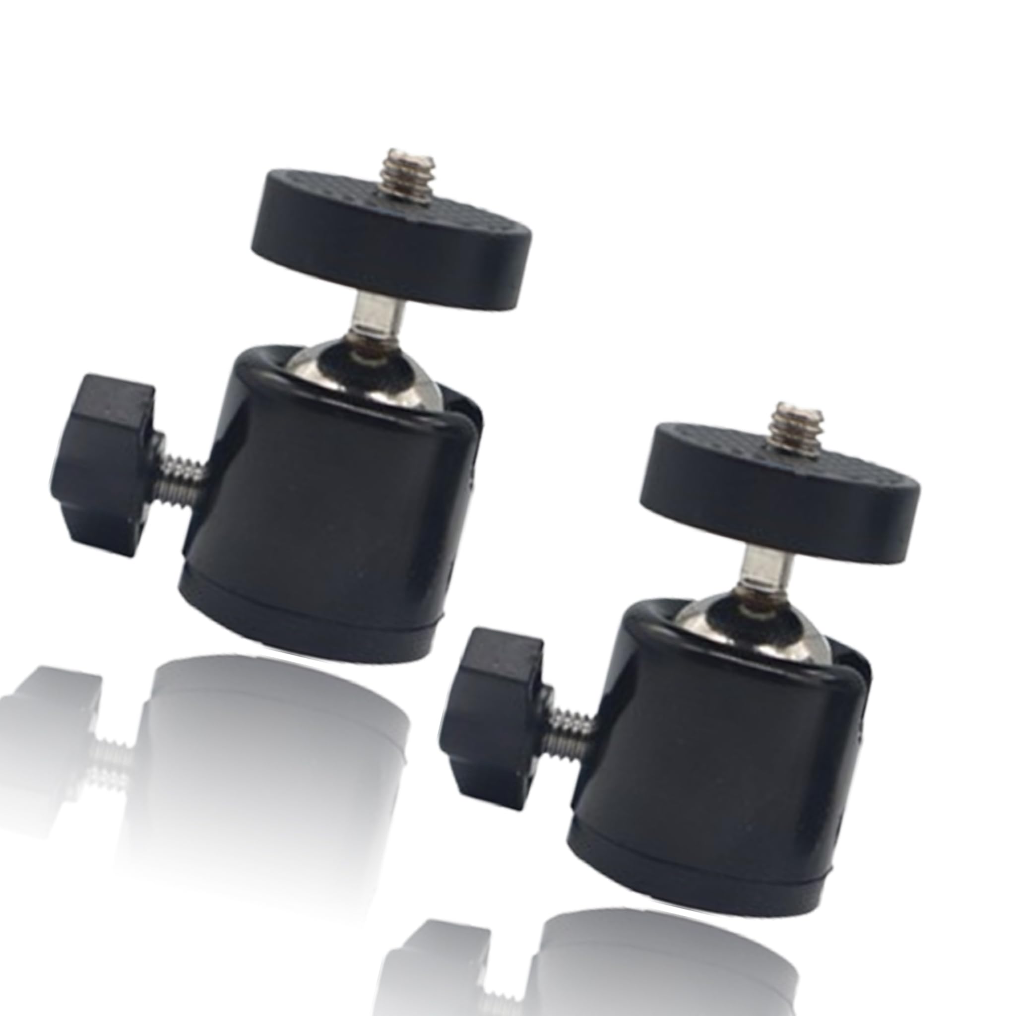 Mini Ball Head Tripod Mount – 2 Pcs 3/8 hole 360° Swivel Adapter for Camcorders, Monopods & Light Stands – Compact 2.8 x 5.5 cm