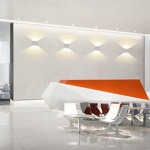 Miniatura 3 de LIGHTESS Aplique de pared moderno mini de 10 W blanco cableado, juego de 2 luces de montaje en pared para interiores, mini lámpara de pared LED de