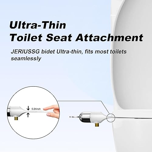 Miniatura 4 de Accesorio de bidé para inodoro, bidé ultra delgado no eléctrico para inodoro estándar, boquillas dobles autolimpiantes, regulador de acero