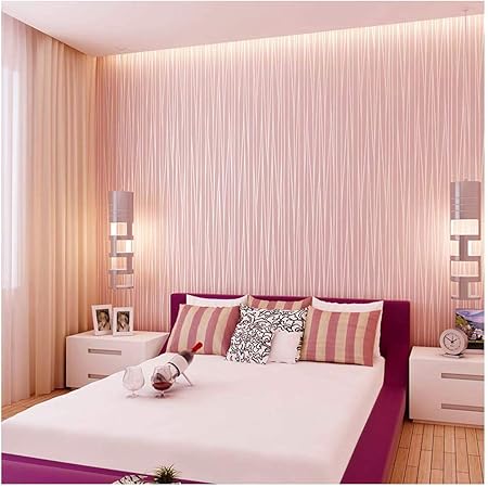Blooming Wall Non Woven Classic Plain Stripe Moonlight Forest Wallpaper 20 8 In32 8 Ft 57 Sq Ft Per Roll Princess Pink Amazon Com