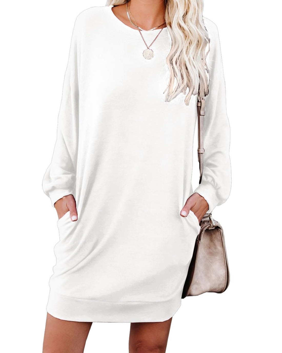 PrinStory Dames trui jurk lange mouwen winterjurken casual losse mini