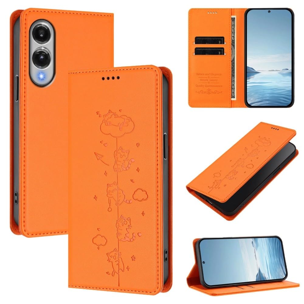 Housse Galaxy S24 Plus avec portefeuille orange et rabat aimanté - 8