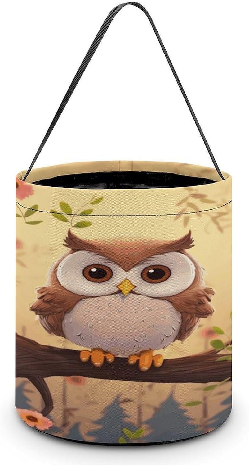 LLUTSNTH Cute Owl Halloween Tote Treat Bag for Trick Or Treat