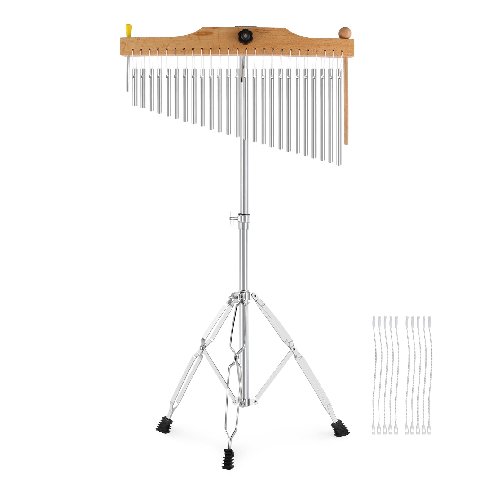 EASTROCK 25 Note Chimes Musical Instruments Percussion Instrument Single-row Chime Bar Chimes Percussion Height-Adjustable Stand Silver
