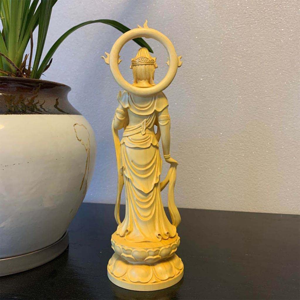 Estatua de Buda, Figura de Madera de Tallada, Buda Guanyin, Decoración Meditativa, Ideal para Sala de Estar Y Dormitorio, Par, M