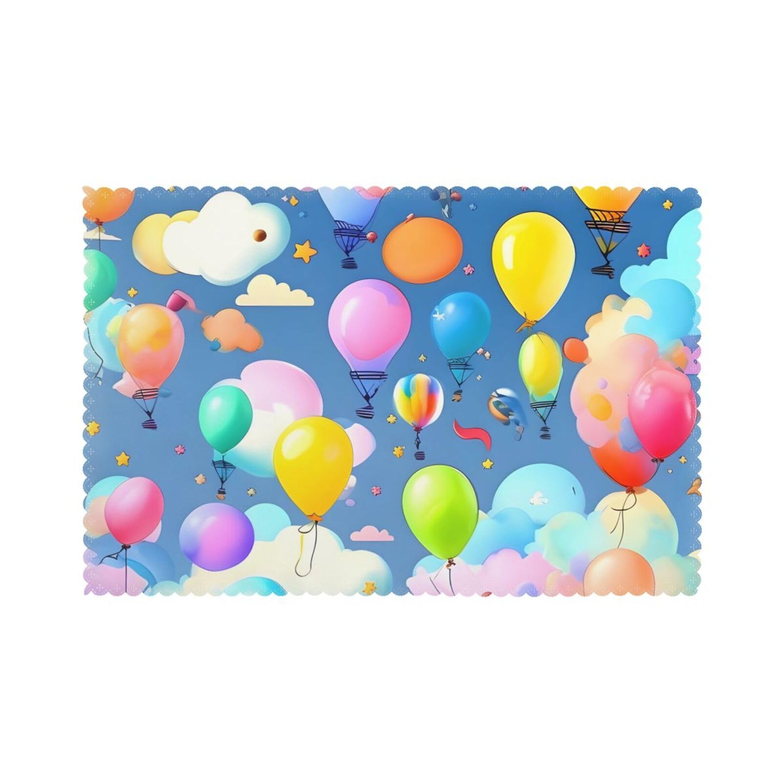Colorful Balloons Placemat set of 6, oil-proof and insulated dining table placemats, washable and wipeable.
