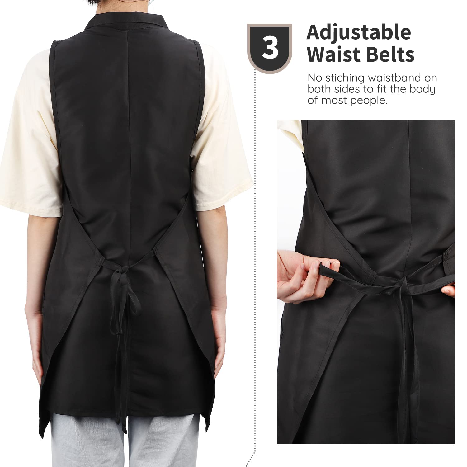Delantal de peluquería, Salón Profesional SPA Estilista Chaleco Cosmetología Delantal Peluquero Mascotas Ropa de Trabajo, Negro - 4
