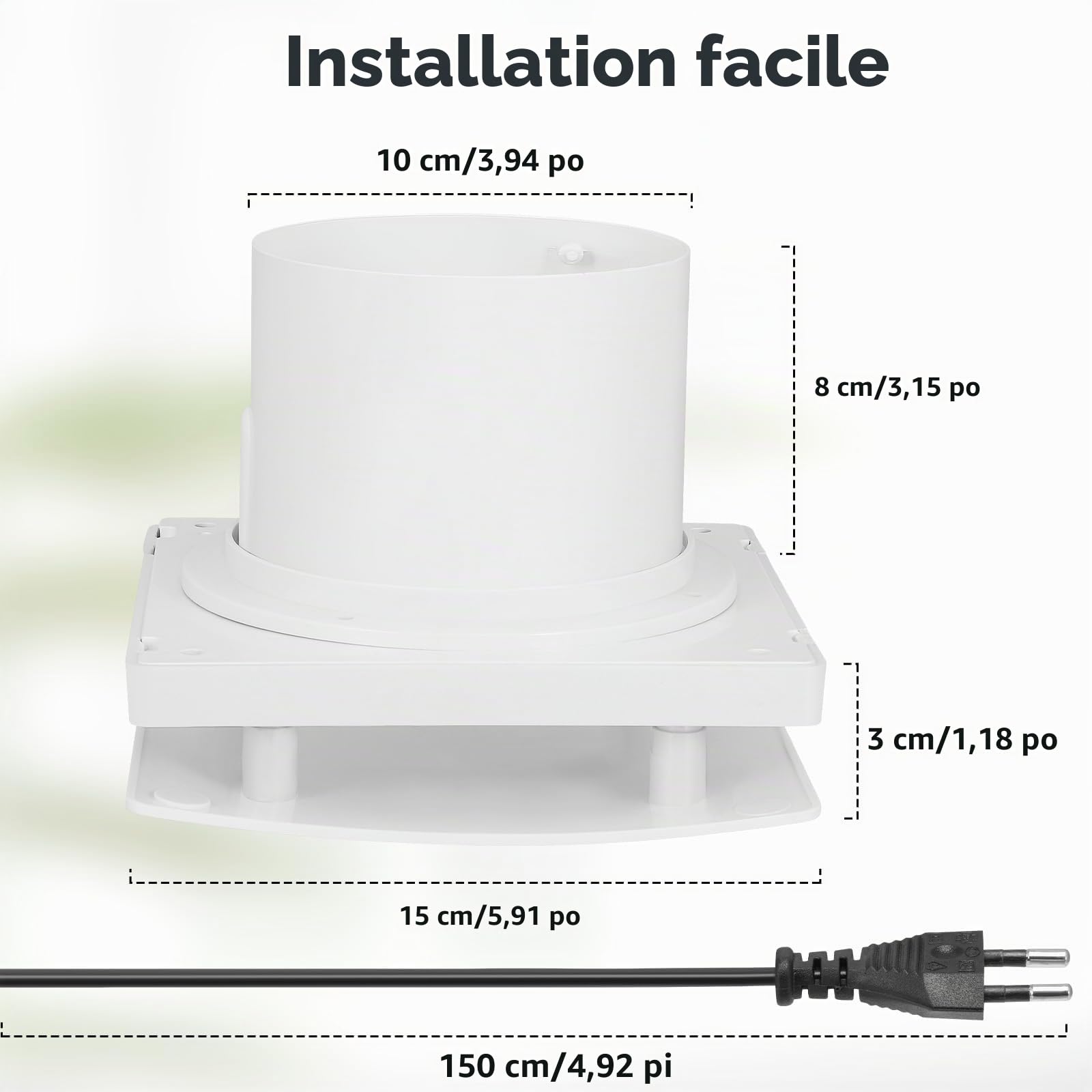 VMC Salle de Bain,100mm 130m³/h Extracteur d'air Salles de Bain avec Télécommande, 2 Directions, 3 Vitesses, Puissante Ventilation, pour Salle de Bain, Cuisine, WC, Garage